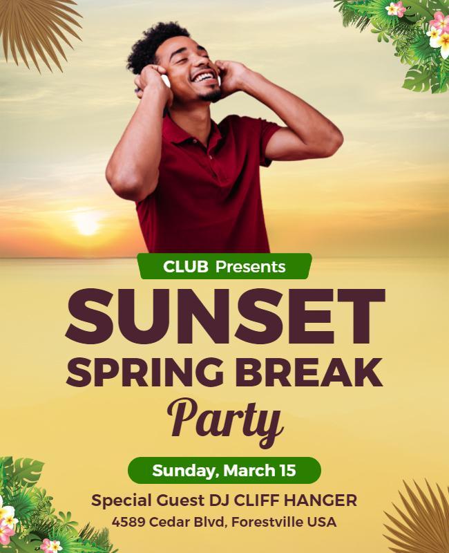 Sunset Spring Break Party Flyer Template