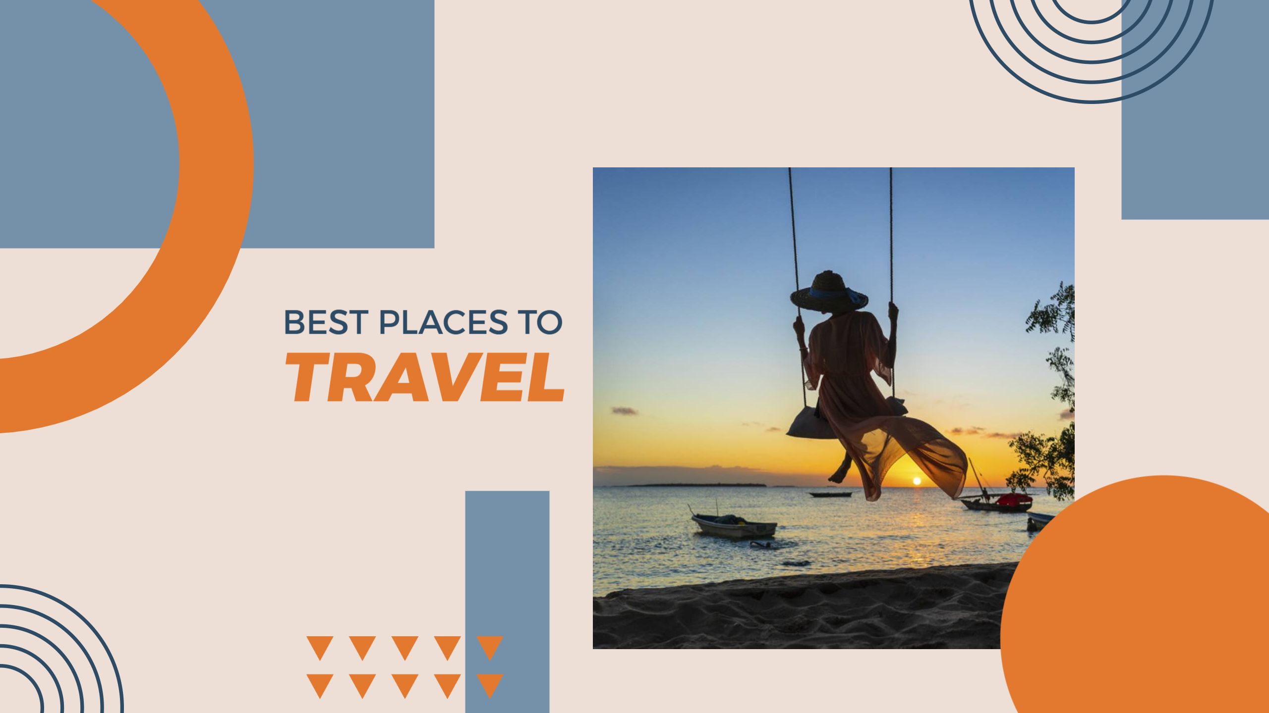 Sunset Swinging in Tropical Paradise Travel Banner Template