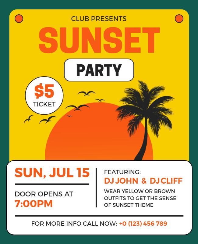 Sunset Theme Club Party Flyer Template