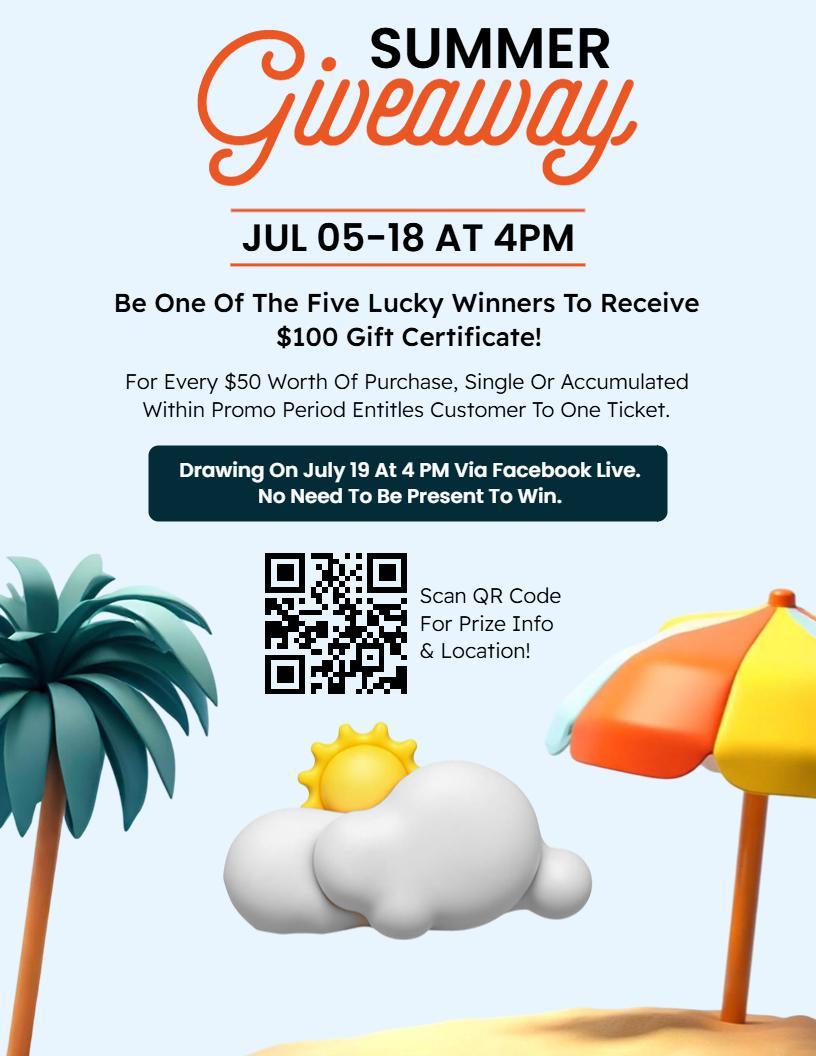 Sunshine and Clouds Summer Giveaway Promotion Flyer Template