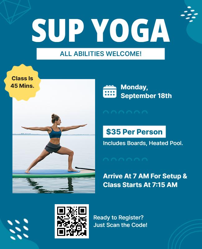SUP Yoga Workshop Promotional Flyer Template