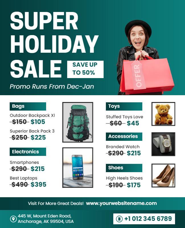 Super Holiday Sale Promotional Flyer Template