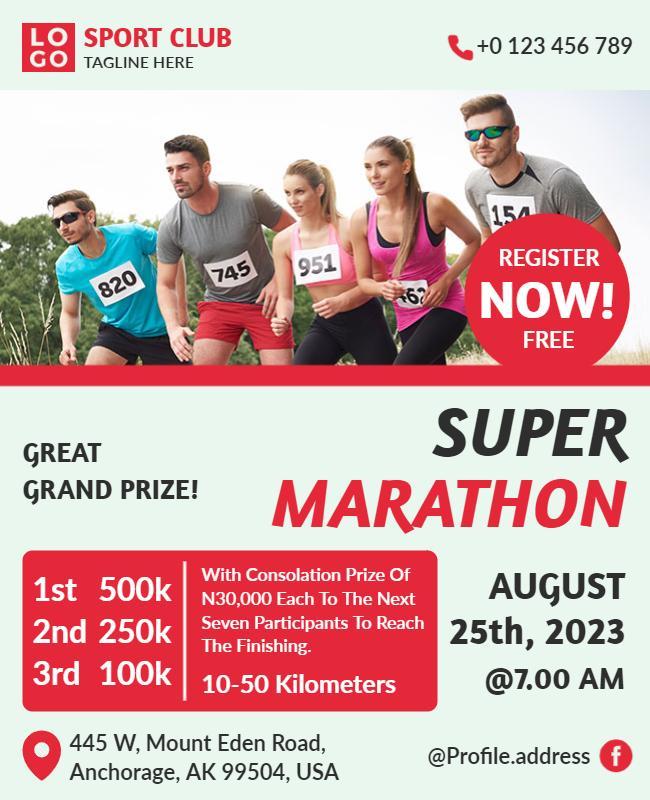 Super Marathon Sporting Event Flyer Template