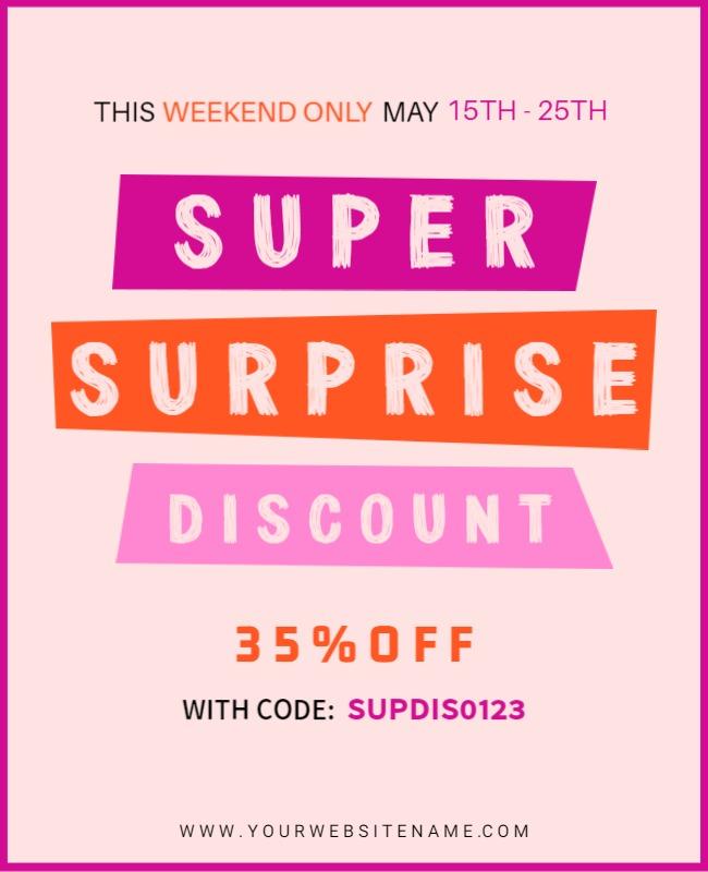 Super Surprise Discount Announcement Flyer Template