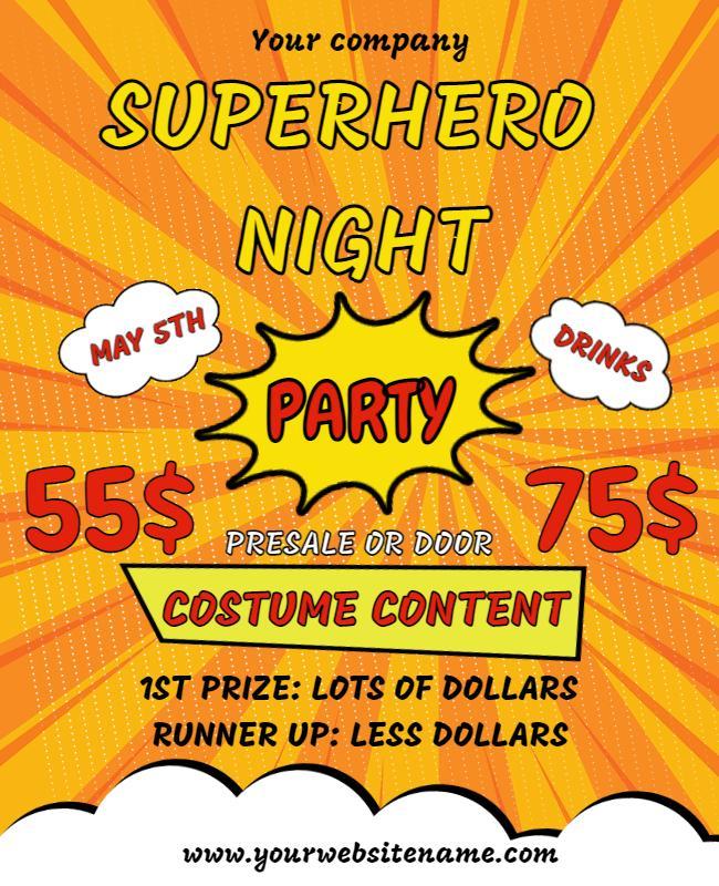 Superhero Themed Night Party Flyer Template