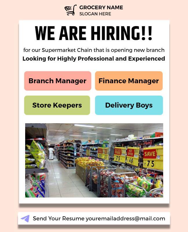 Supermarket Hiring Announcement Flyer Template