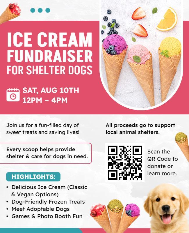 Support Shelter Dogs with Ice Cream Fundraiser Flyer Template