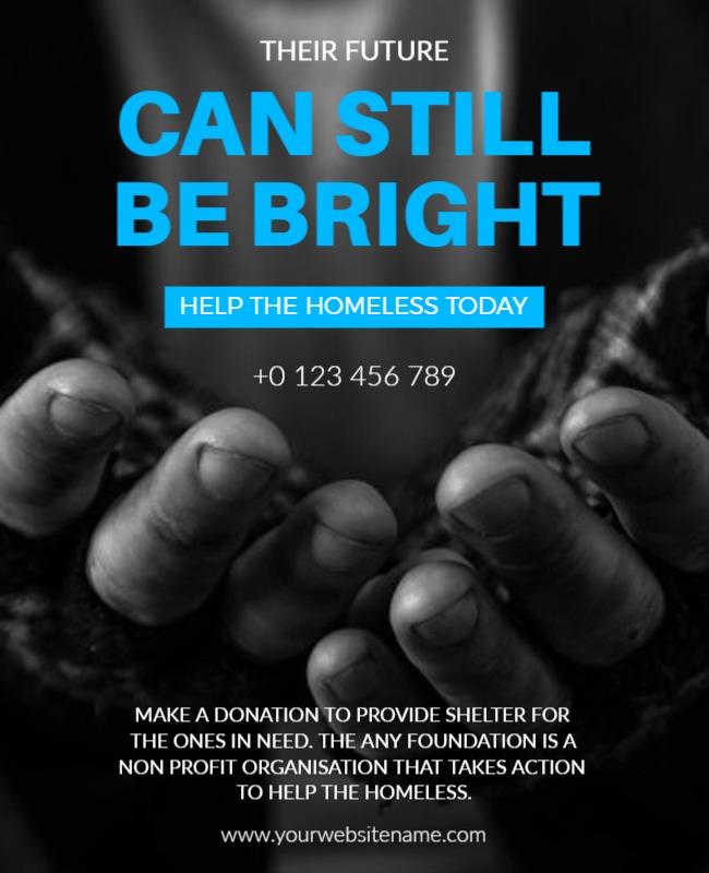Supportive Black and Blue Homeless Assistance Donation Poster Template