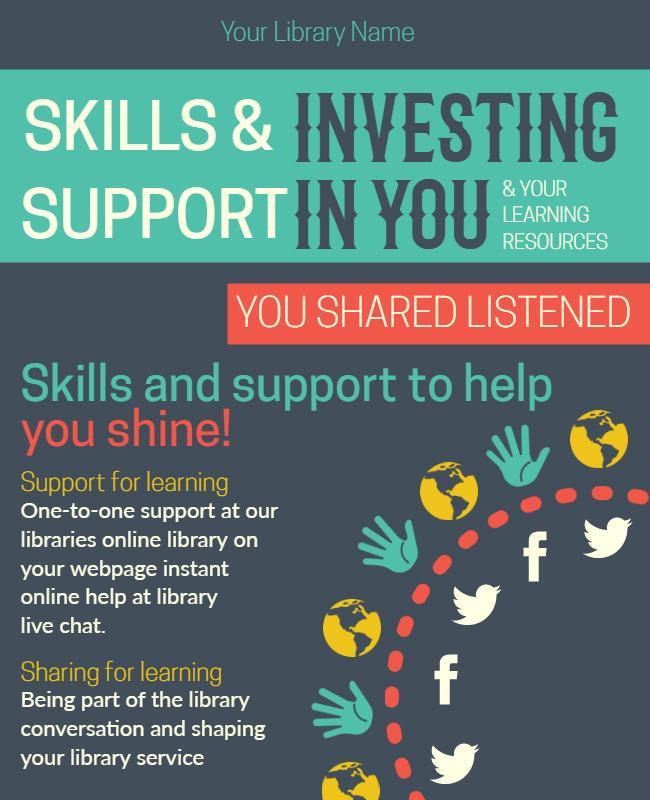 Supportive Colorful Library Learning Resources Poster Template