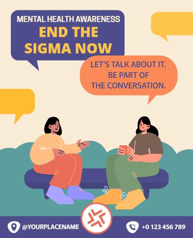 Supportive Conversation on Mental Health Awareness Poster Template