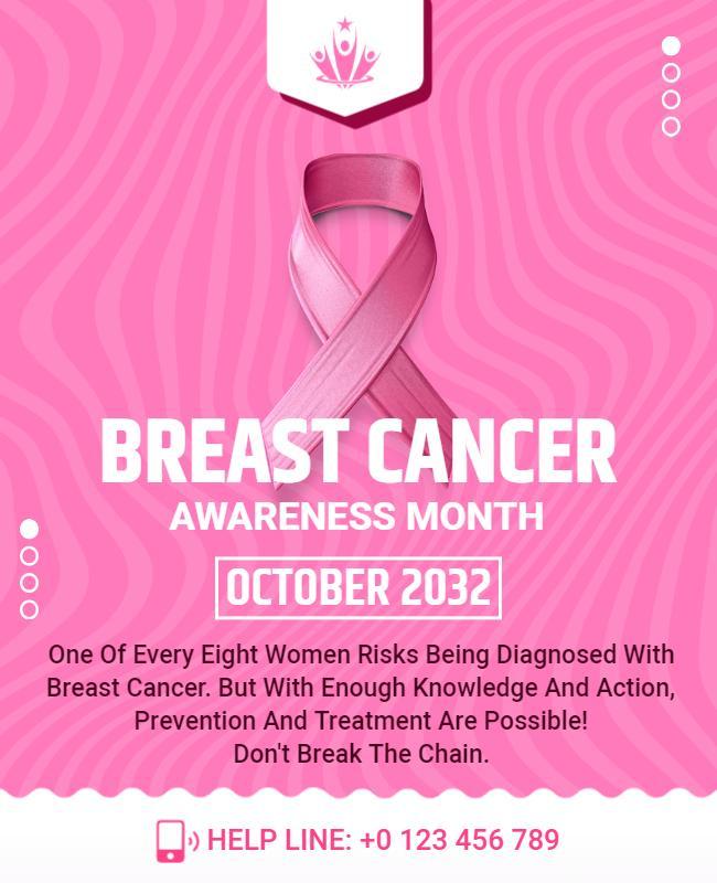 Supportive Pink Breast Cancer Awareness Month Poster Template