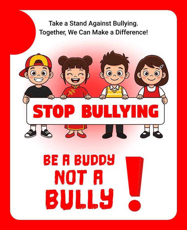 Supportive Red Anti-Bullying Kids Community Poster Template