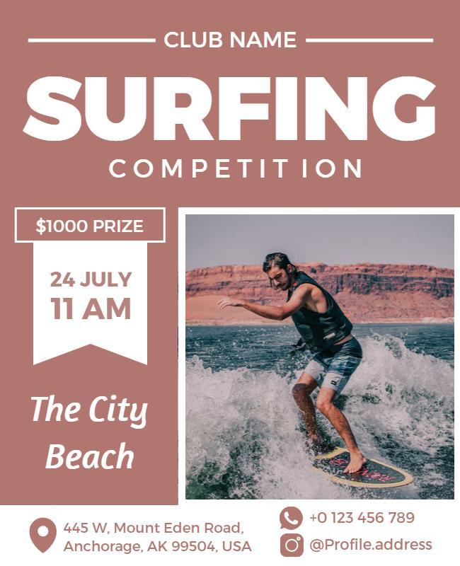 Surfing Competition Event Announcement Flyer Template