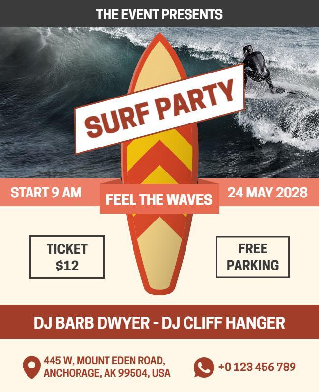 Surfing Event with Live Djs Flyer Template