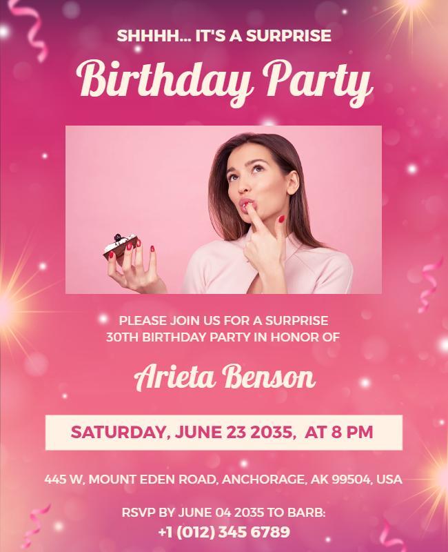 Surprise Birthday Celebration Event Flyer Template