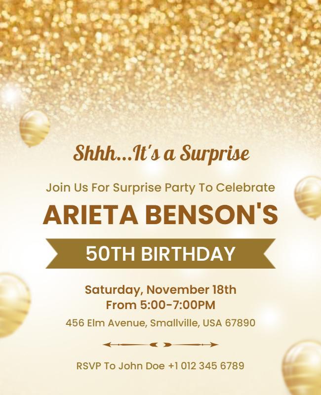 Surprise Birthday Celebration Invitation Flyer Template