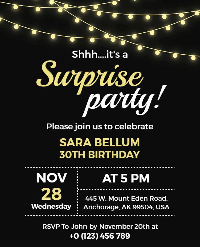 Surprise Birthday Party Flyer Template