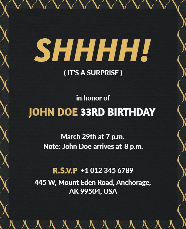 Surprise Birthday Party Invitation Flyer Template