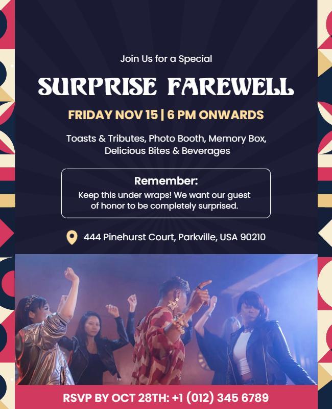 Surprise Farewell Party Celebration Flyer Template