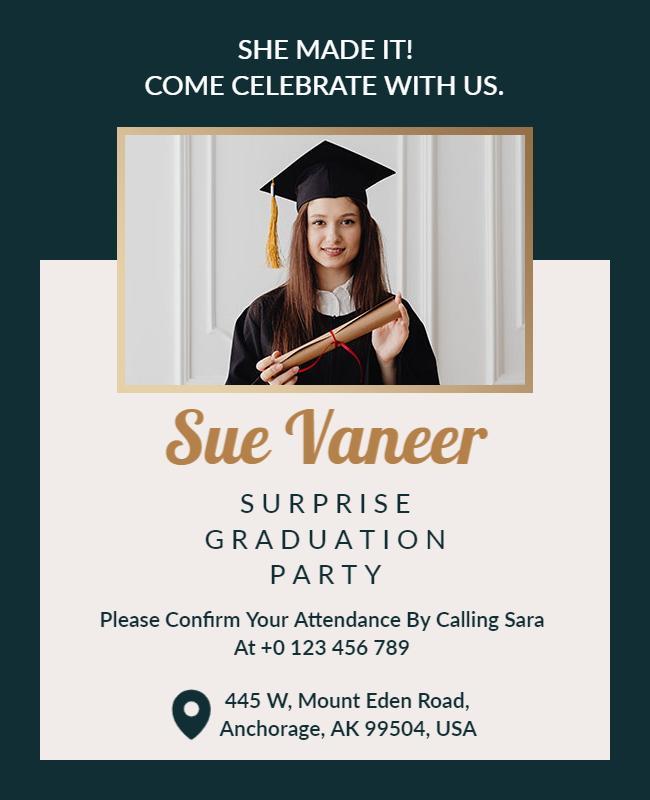 Surprise Graduation Celebration Invite Flyer Template