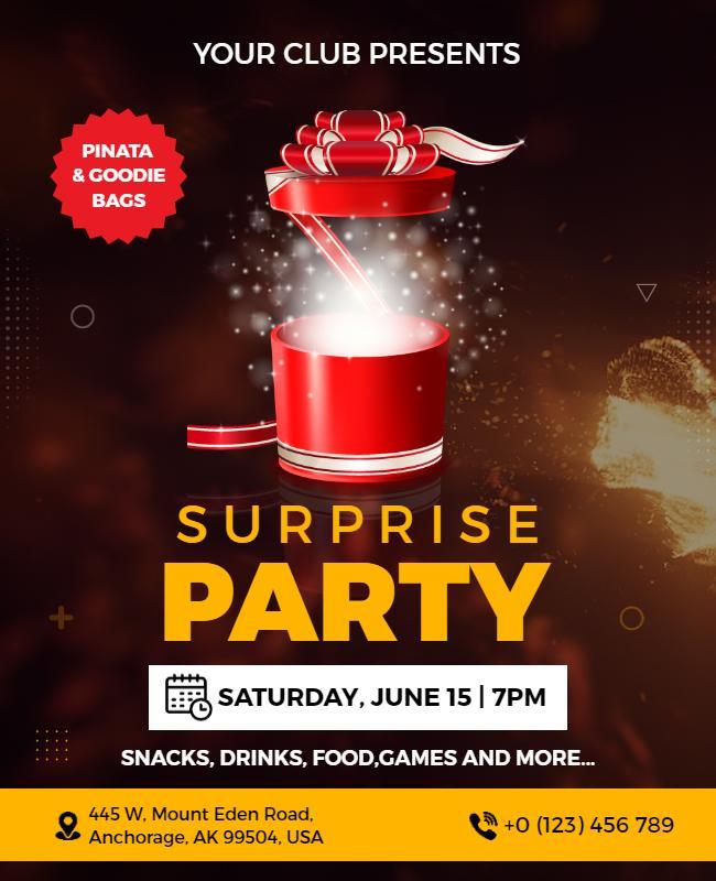 Surprise Party Celebration Flyer Template