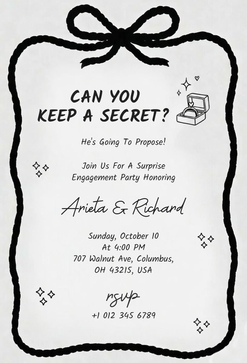 Surprise Proposal Engagement Party Celebration Invitation Template