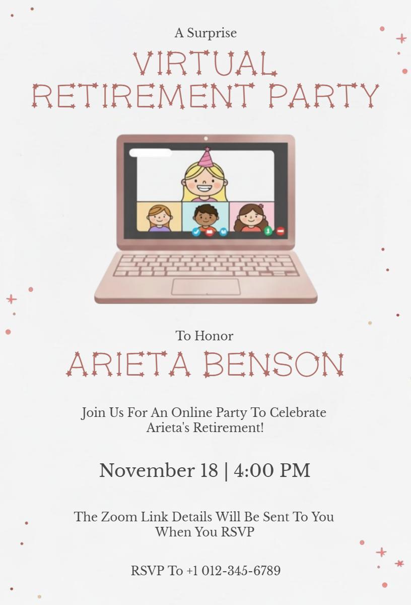 Surprise Virtual Retirement Celebration Party Invitation Template
