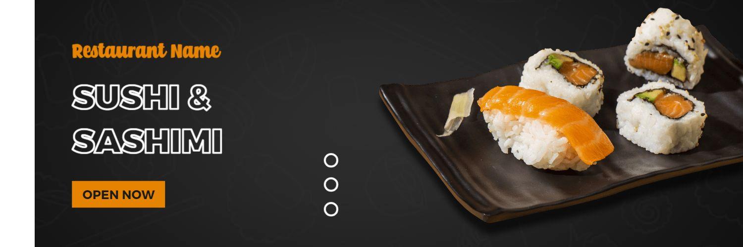 Sushi and Sashimi Dishes with Elegant Black Food Banner Template