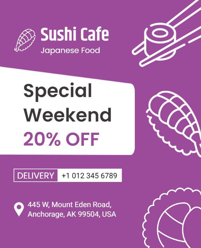 Sushi Cafe Weekend Discount Flyer Template