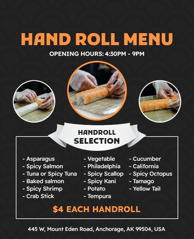 Sushi Hand Roll Menu Flyer Template