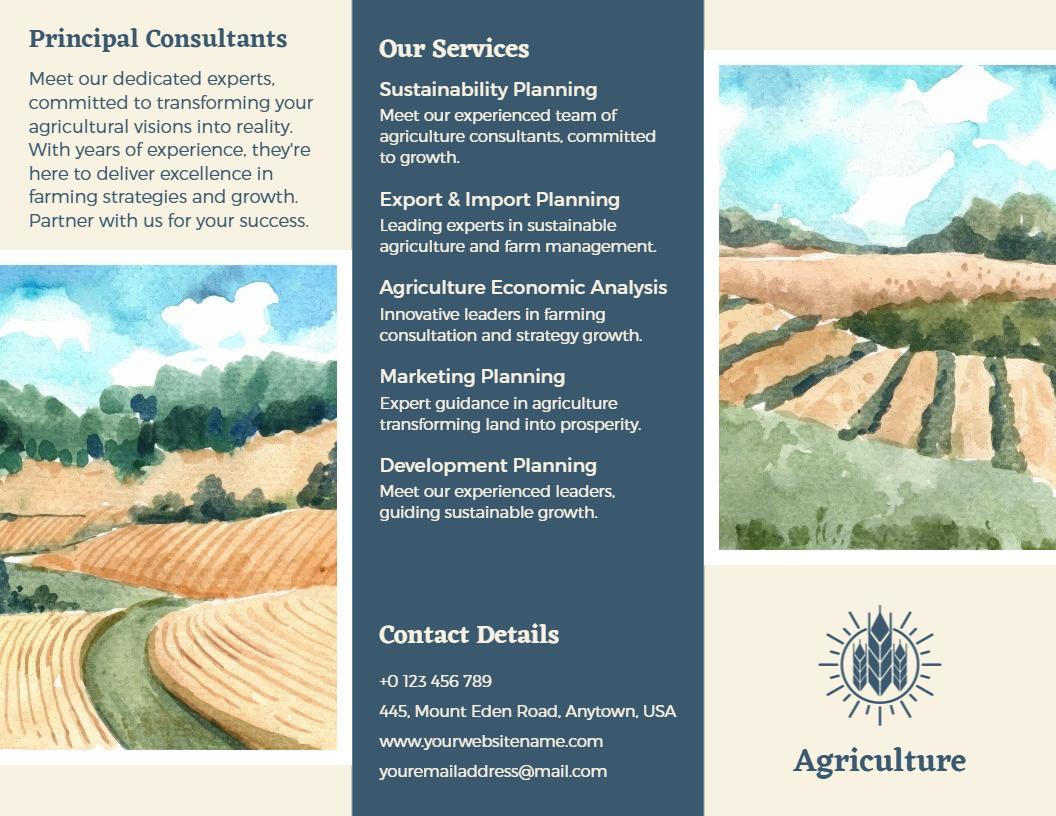 Sustainable Agriculture Consulting Services Tri Fold Brochure Template