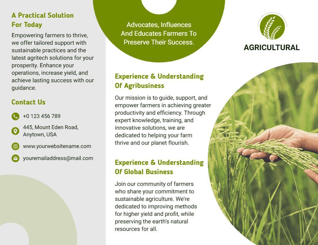 Sustainable Agriculture Empowerment and Support Brochure Template