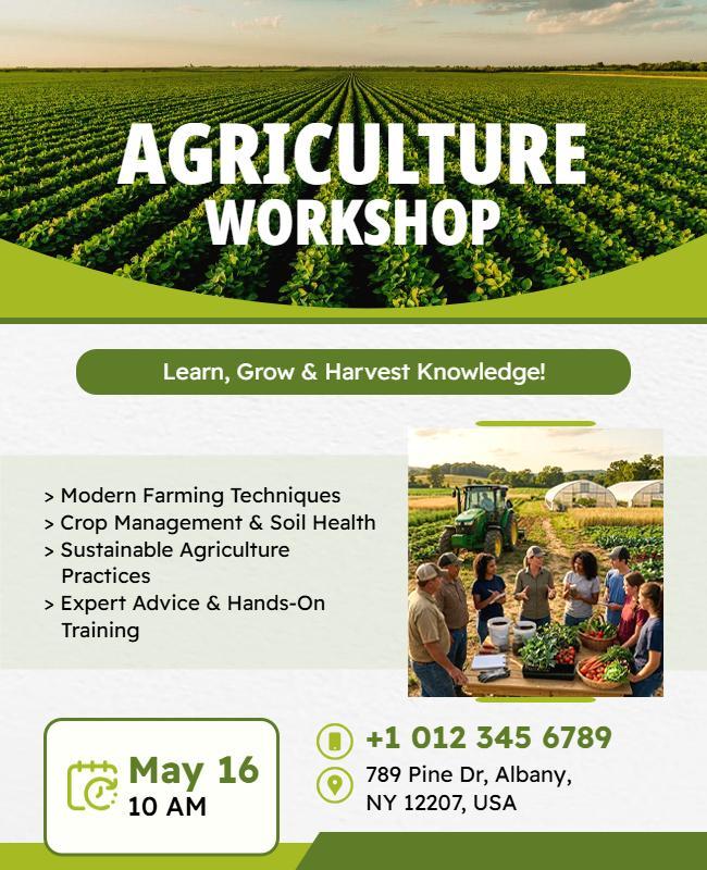 Sustainable Agriculture Workshop Event Poster Template