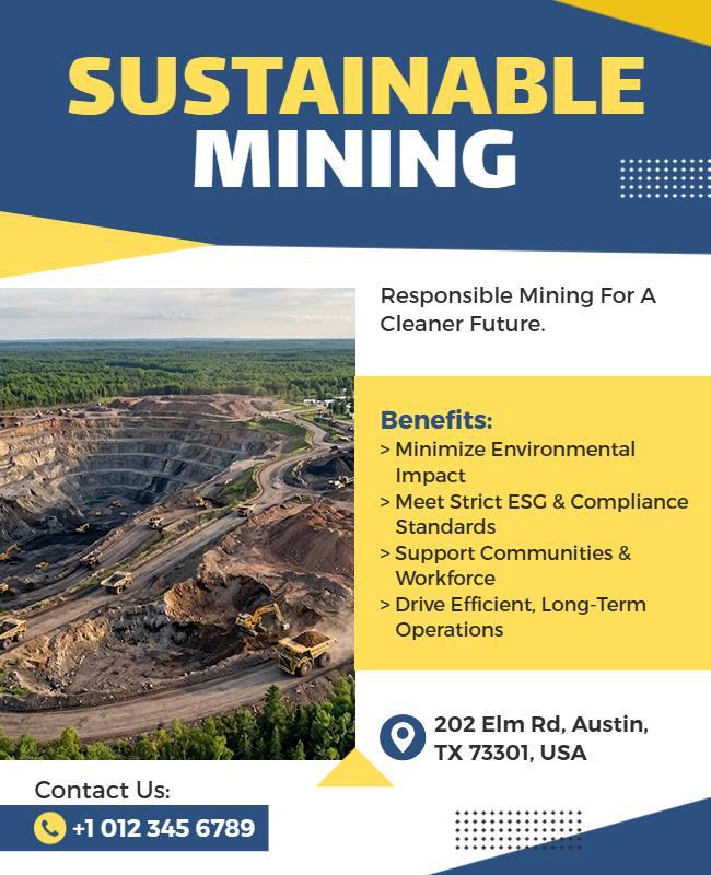 Sustainable Mining Environmental Benefits Flyer Template