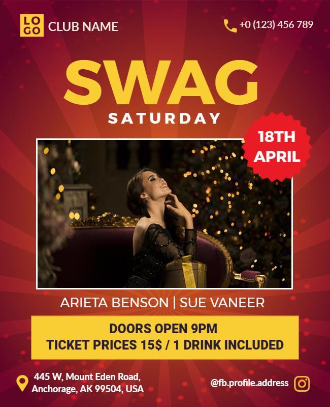 Swag Saturday Nightclub Event Flyer Template