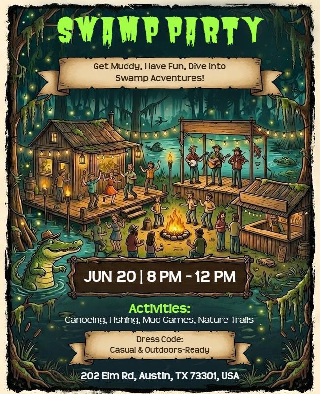 Swamp Adventure Party Flyer Template