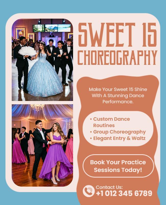 Sweet 15 Dance Choreography Flyer Template