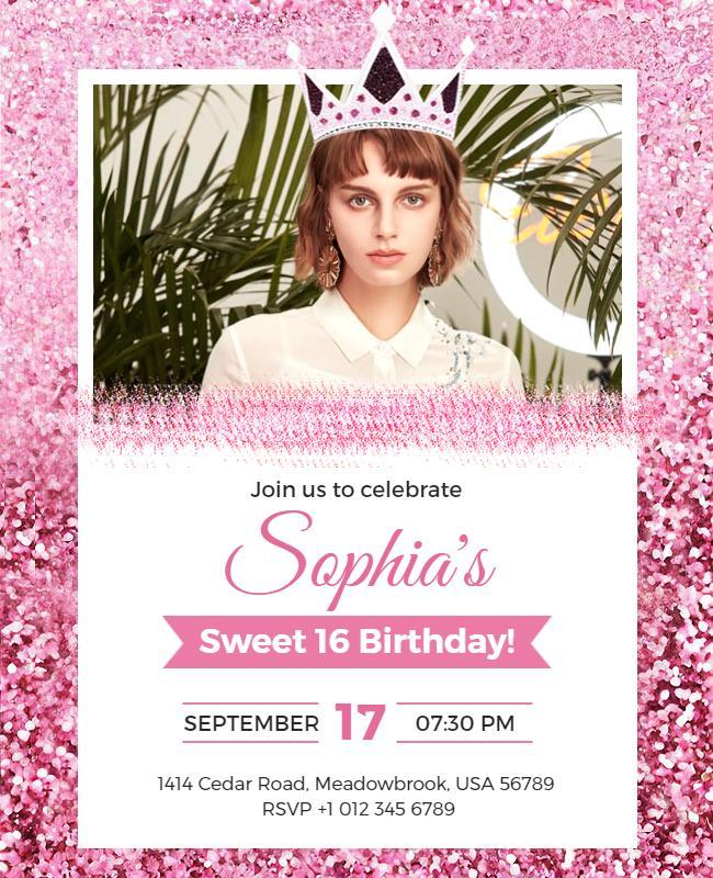 Sweet 16 Birthday Celebration Flyer Template