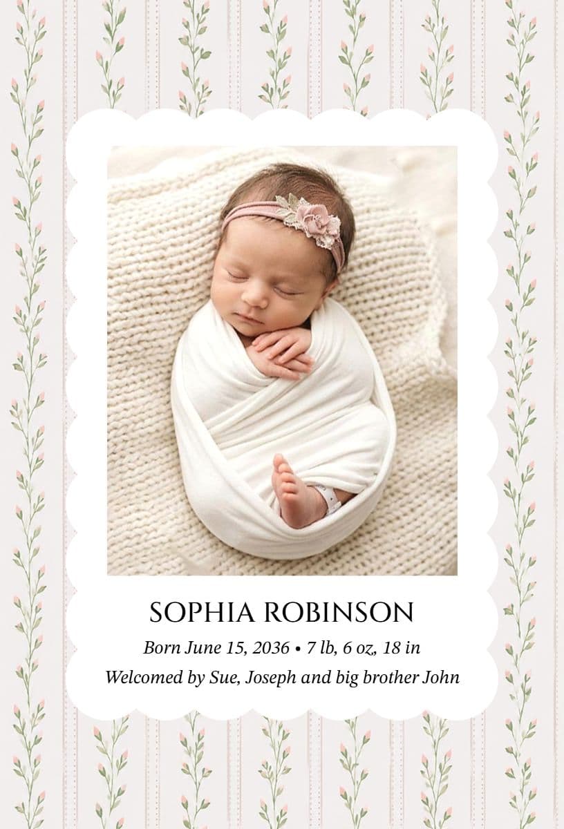Sweet Baby Birth Announcement Template