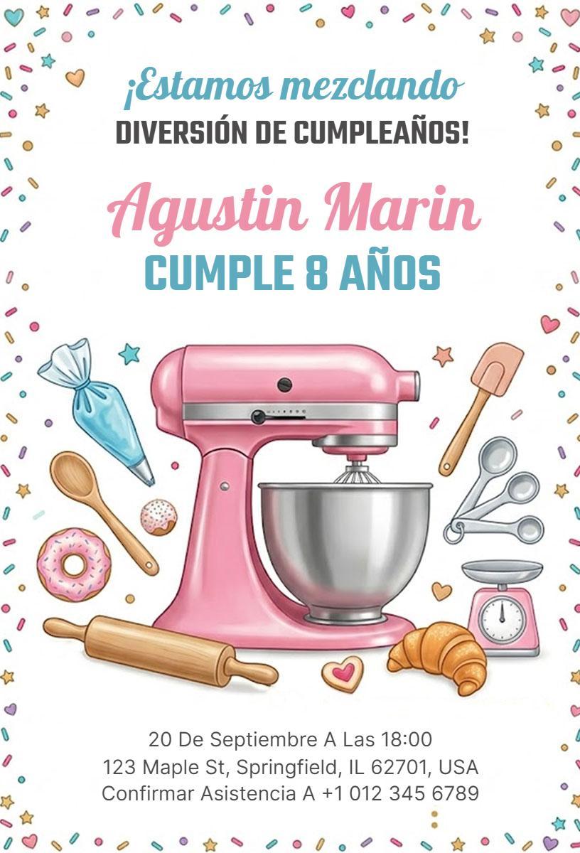 Sweet Baking Party Fun 8th Birthday Invitation Template