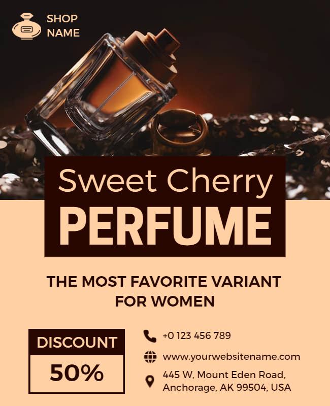 Sweet Cherry Perfume Discount Offer Flyer Template