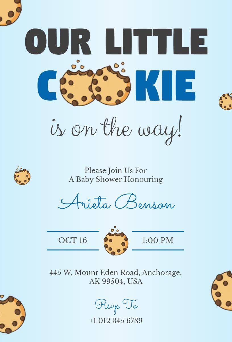 Sweet Cookie Themed Baby Shower Celebration Invitation Template