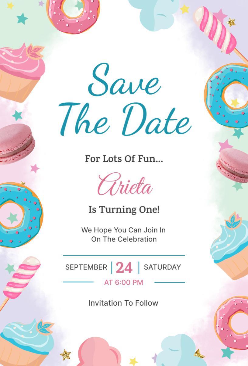 Sweet Cupcake Party Save The Date Invitation Template