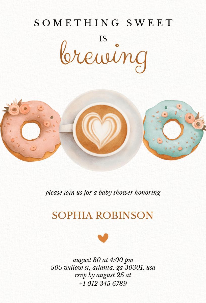 Sweet Donut Themed Baby Shower Celebration Invitation Template