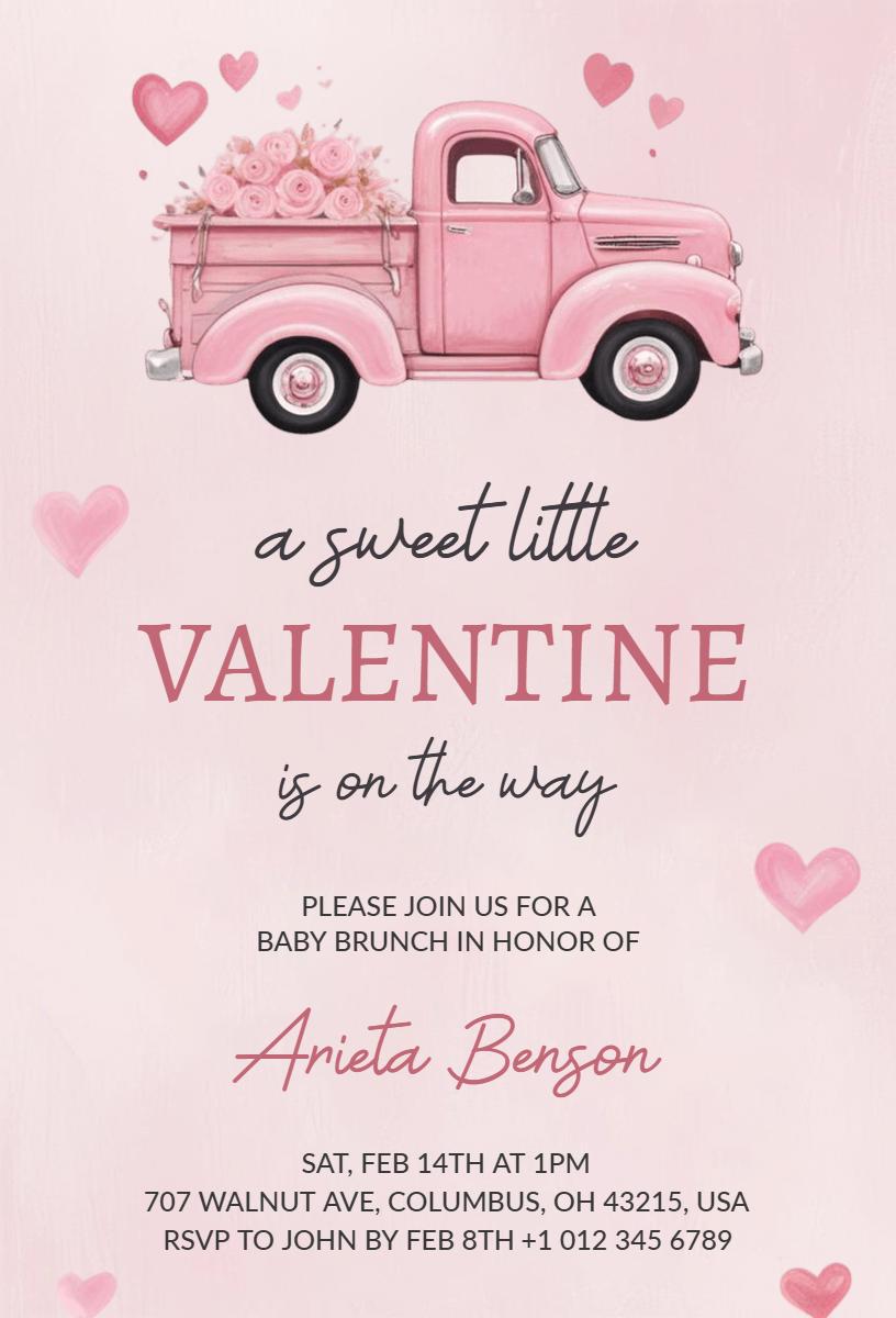 Sweet Little Valentine Baby Brunch Celebration Invitation Template