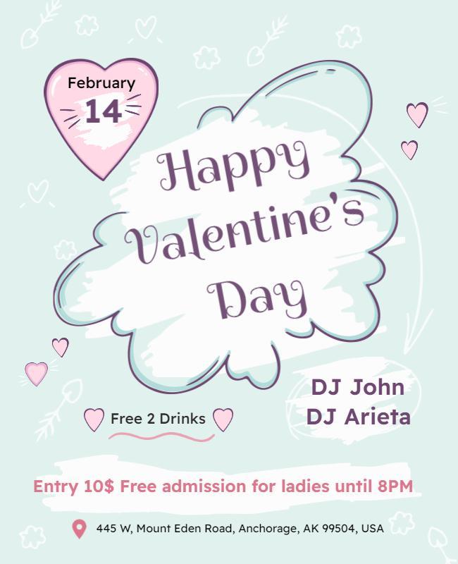 Sweet Pastel Valentine's Day Celebration Dance Party Poster Template