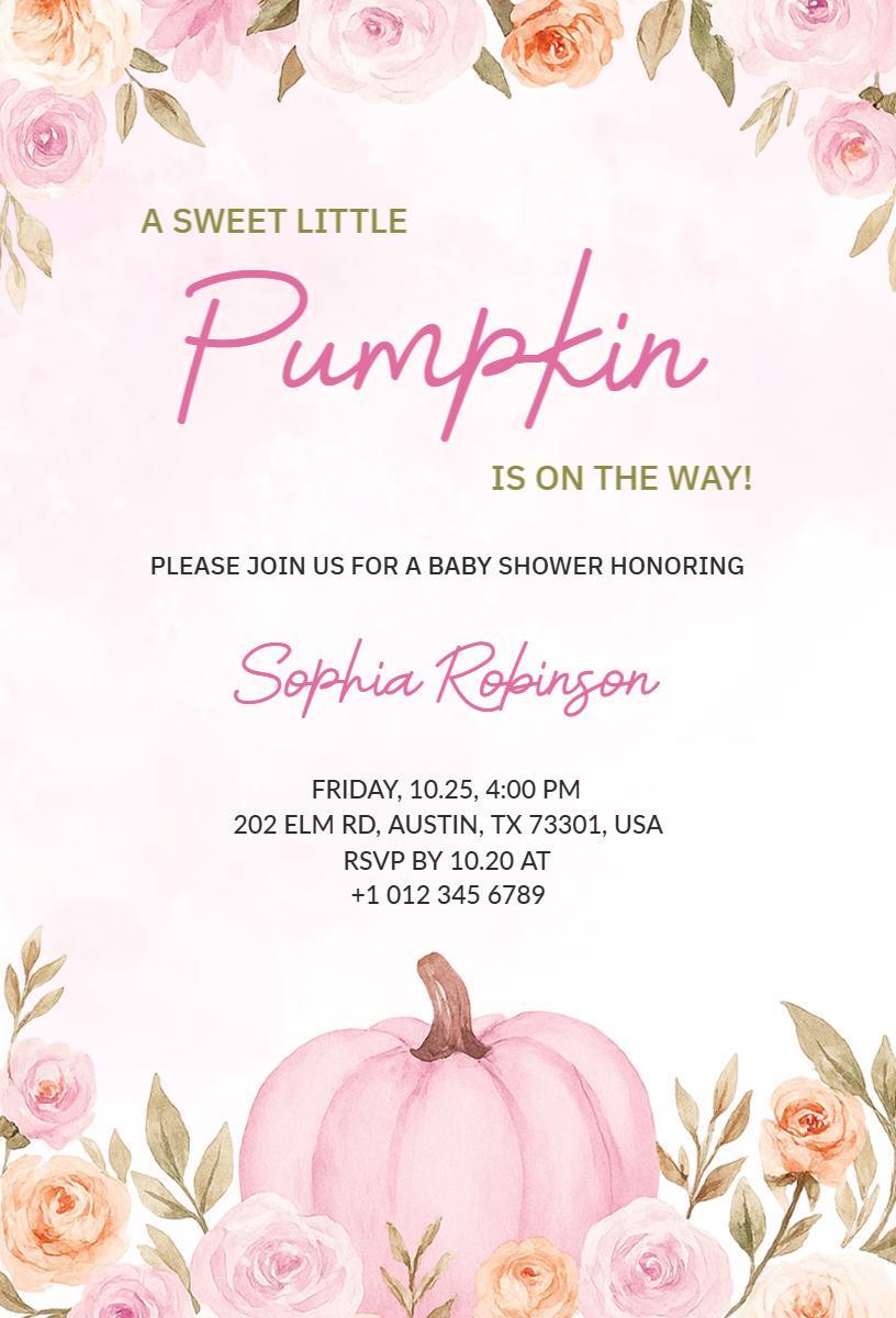Sweet Pumpkin Patch Fall Baby Shower Invitation Template