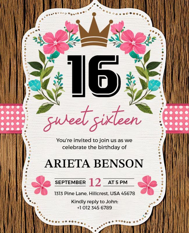 Sweet Sixteen Birthday Celebration Flyer Template