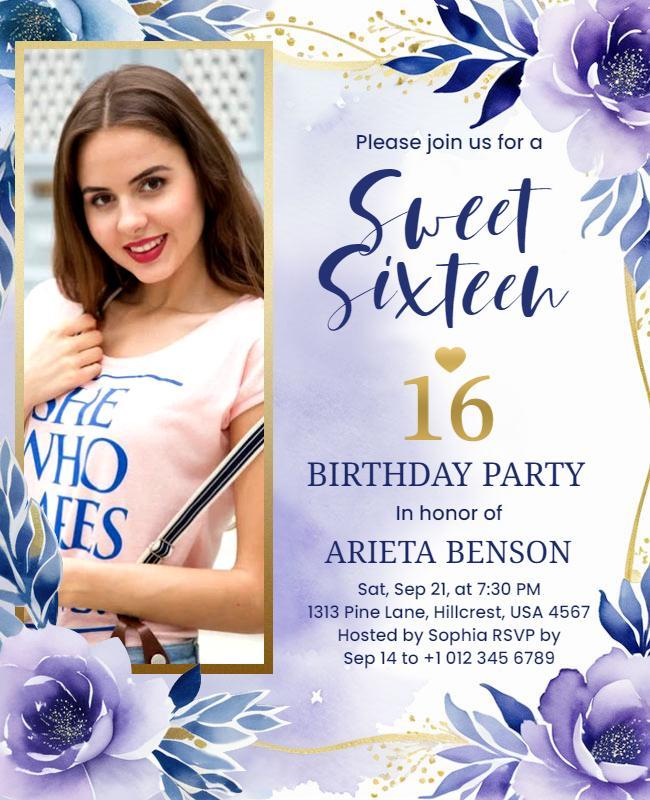 Sweet Sixteen Birthday Celebration Party Flyer Template