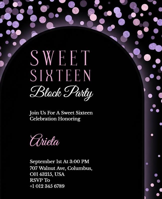 Sweet Sixteen Block Party Celebration Flyer Template